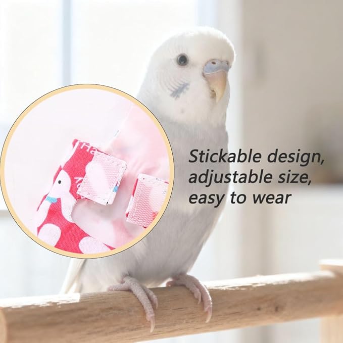 4pcs Bird Diaper Cute Printed Parrots Flight Suit with Bowknot Parrot Nappy Reusable Pigeon Pants Cockatiel Clothes for Parakeet Mini Macaw Budgie Canary - M