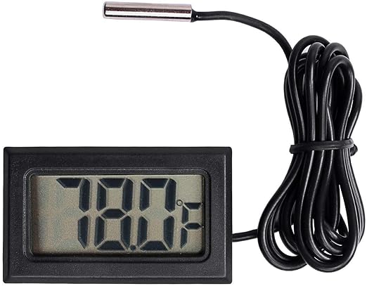 3pcs Black Digital LCD Thermometer Temperature Monitor with External Probe for Fridge Freezer Refrigerator Aquarium (Fahrenheit)