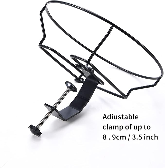 Jealoeur Bird Bath Deck Mounted 12 Inches, Deck Adjustable Steel Clamp 3.5 Inches, Balcony Railing Birdbaths Unheated(Brown)