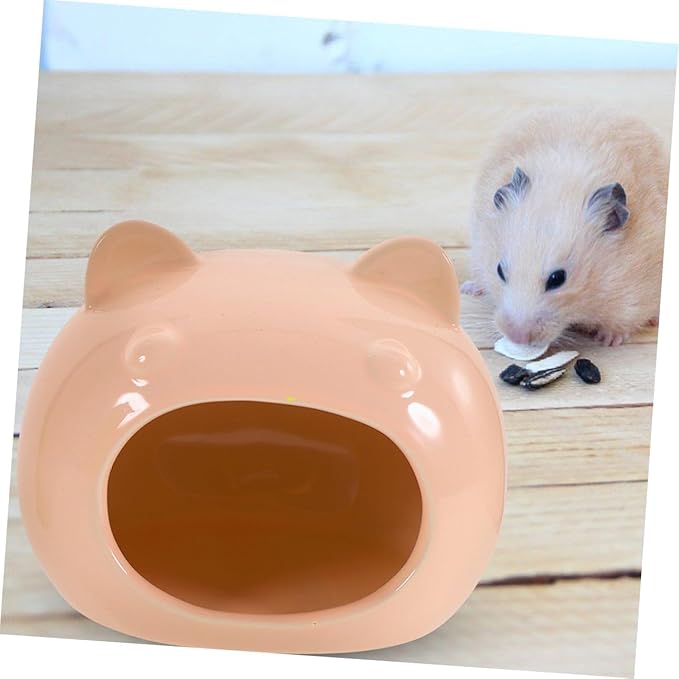 Ceramic Hamster Hideout Small Animal Shelter House for Hedgehogs Guinea Pigs Gerbils Comfortable Cute Hideout Hut for Small Pets