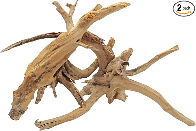 Hamiledyi 7-10in Natural Aquarium Driftwood 2PCS Large Reptile Spider Wood Ornament Assorted Branches Natural Driftwood Log Fish Tank Decoration