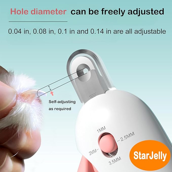 Cat Nail Clippers, Dog Nail Clippers for Kittens at All Stages and Puppies at a Young Age, Adjustable Hole Size with Hidden Nail File. (02 Pink)