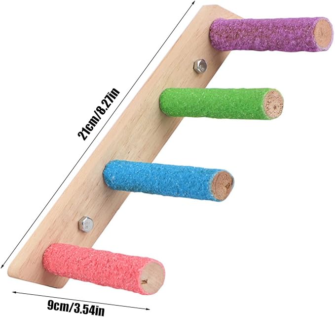 Bird Perch,1PC Wooden Parrot Stand Perch,Bird Ladder Bridge Climbing Chewing Toys for Small Medium Animals (4 Ladders)