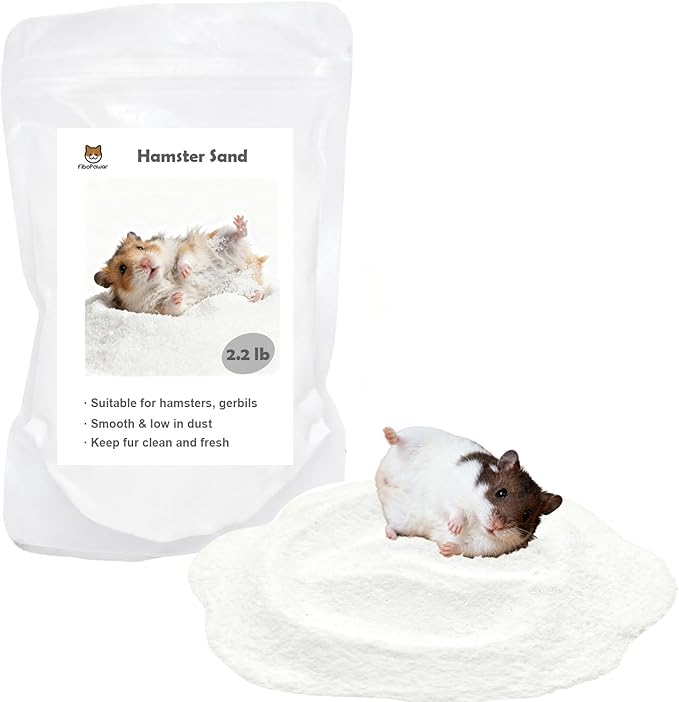 Hamster Sand Bath for Hamsters, Gerbils, Chinchillas, 2.2Lbs Less Dust Chinchilla Bath as Hamster Cage Accessories, Bathing White Sand for Small Animal Bath & Toilet Litter