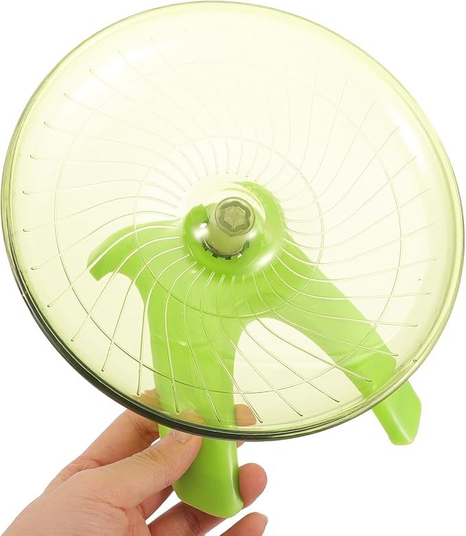 POPETPOP Silent Hamster Running Wheel 7.08-Inch Green Flying Saucer Exercise Wheel for Small Pets Including Hamsters Gerbils Hedgehogs Low Noise Plastic Toy