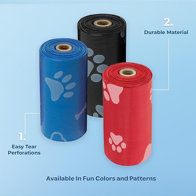 Best Pet Supplies Dog Poop Bags for Waste Refuse Cleanup, Doggy Roll Replacements for Outdoor Puppy Walking and Travel, Leak Proof and Tear Resistant, Thick Plastic - Assorted, 900 Bags