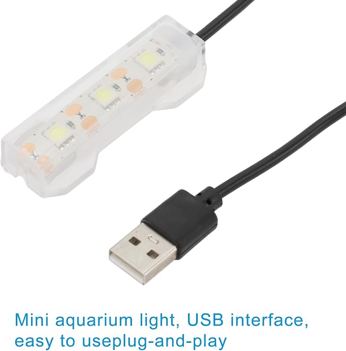 Mini Aquarium Light 0.5-2 Gallon Desktop Aquarium Blue USB LED Light