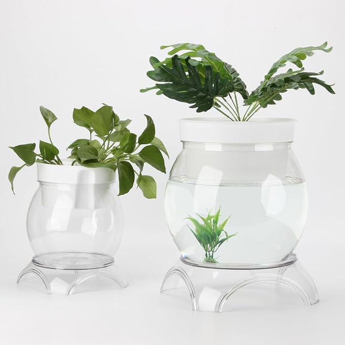 1 Gallon PET Aquaponic Fish Tank Fish Bowl Betta Fish Tank | Clear Aquarium for Betta Fish Reptiles Succulents Flower Vase Betta Fish Centerpiece Present for Home Office Desktop Decors