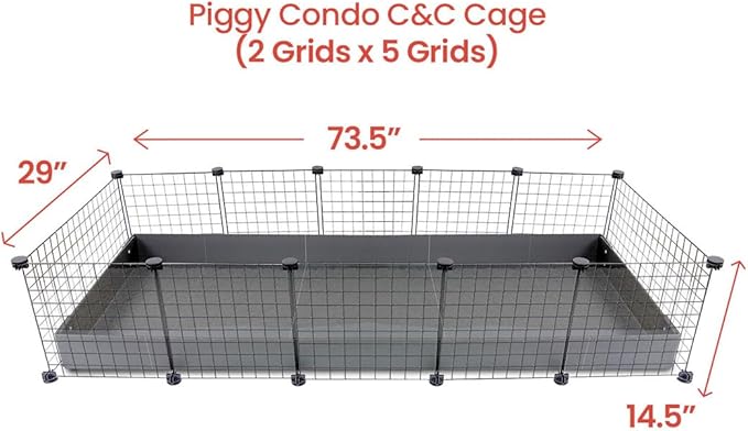 GuineaDad Piggy Condo – Premium C&C Cage for Guinea Pigs & Small Animals with Coroplast Base | Acrylic and C&C Grids for Small Pets (C&C Grids, XL (29" x 73.5" x 14.5"))
