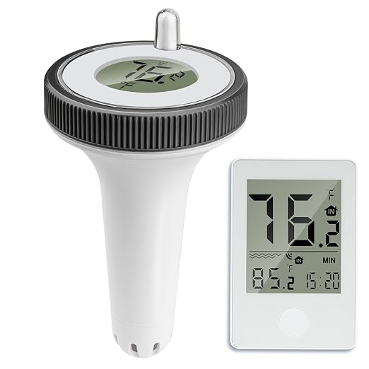 Pool Thermometer Floating Easy Read, Large Screen Digital Wireless Pool Thermometer, Waterproof Pools Water Thermometers, Floating Thermometer for Swimming Pools/Hot Tubs/Aquariums/Fish Tank