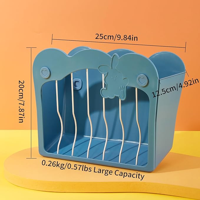 Rabbit Hay Feeder, Hanging Feeding Hay Rack for Small Animals, Dwarf Rabbit, Guinea Pig (Blue)