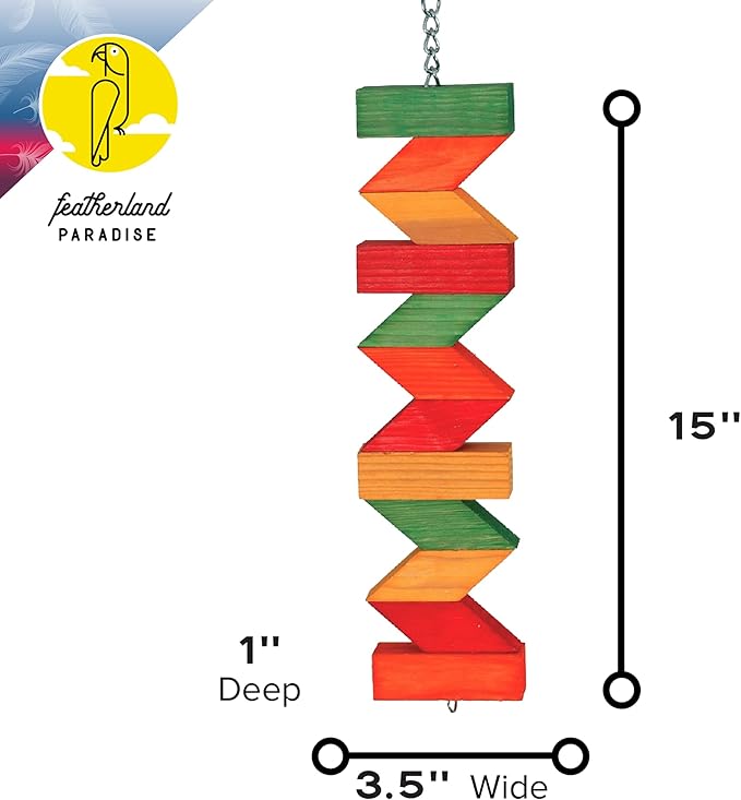 Featherland Paradise - Multi-Colored Zig Zag Chew - Bird Toys for Large Birds