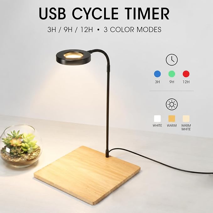 Aquarium Light Full Spectrum LED10W Light with Timer Auto On/Off | Betta Fish Tank Light,Nano Terrarium Fish Tank Lamp,3 Light Colors + Dimmable Brightness