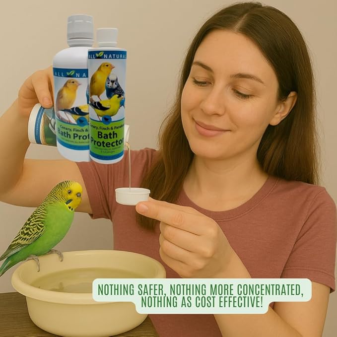 Care Free Enzymes Canary, Finch & Parakeet Bath Protector, 16 oz, Gentle Bird Bath Additive for Pet Birds, Helps Keep Bath Water Clean, Supports Feather Care, Safe for Small Pet Birds
