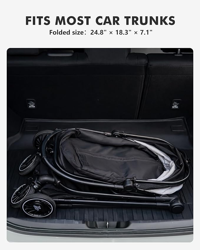 Pet Stroller for Small Dogs and Cats, One-Click Foldable Dog Stroller with Detachable Carrier & 3 Safety Tethers, Holds up to 33 lbs, Storage Basket & Cup Holder, Breathable Mesh, Black