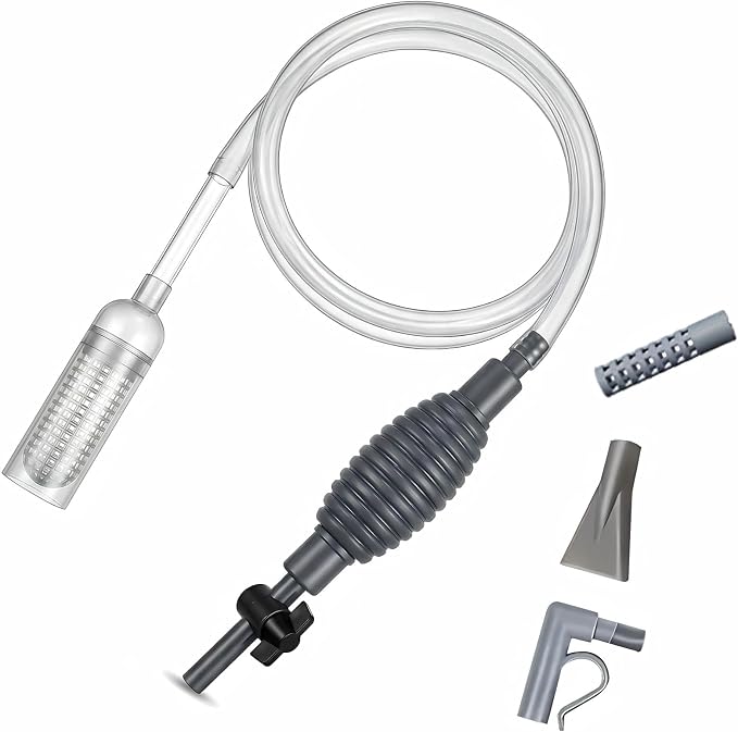 Gravel Cleaner Aquarium Siphon Vacuum Pump, Flow Control 5.7FT Hose 50 Gal | Siphon vacuum for gravel & sand cleaning and water changes. Flow control valve, 5.7FT hose, fits 10–50 gallon tanks.