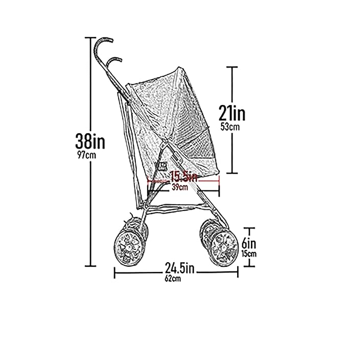 Pet Gear Travel Lite Plus Stroller, Compact, Easy Fold, No Assembly Required, Large Wheels for Cats and Dogs up to 15 pounds, Caribbean Sea