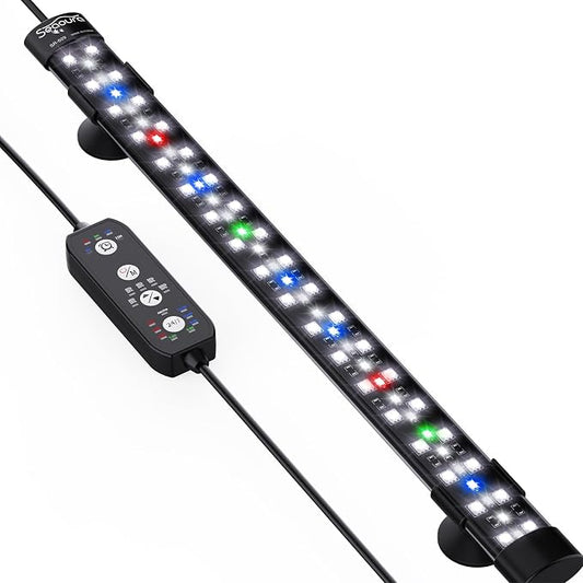 SEAOURA 24/7 Submersible LED Aquarium Light for Plants Fish Tank, 15 Inch | IP 68 Waterproof Full Spectrum Led Aquarium Plant Light with Timer for Freshwater Tank, 10 Brightness, 8 Colors, Auto On/Off