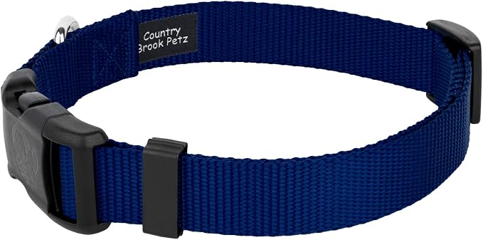 Country Brook Petz - Everyday Nylon Dog Collar and Leash - 10+ Cool Colors (3/4 Inch, Small, Royal Blue)