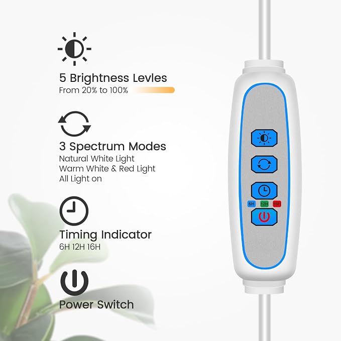 Plant Lights Indoor, Dual-Head Full Spectrum with Stand, 168 LEDs | 6000K Floor Grow Light, 3 Color Modes, Timer 6/12/16H, 5 Dimmable Levels, 67'' Adjustable Height, Gooseneck