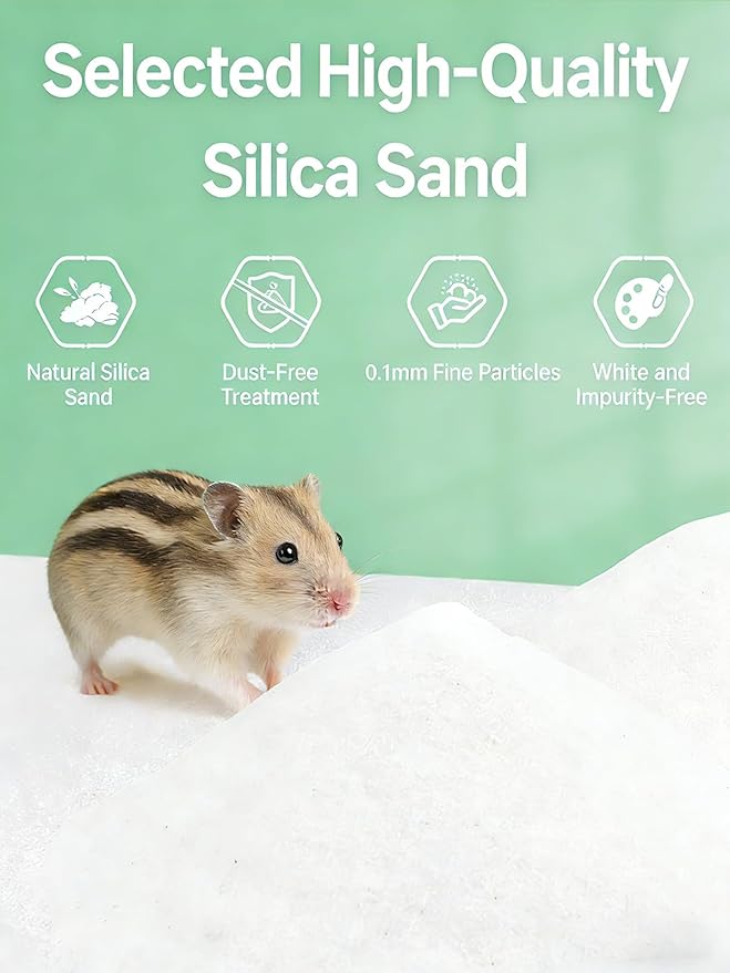 ERKOON 1kg White Bath Sand for Chinchillas & All Hamster Breeds - Premium Pet Grooming Sand
