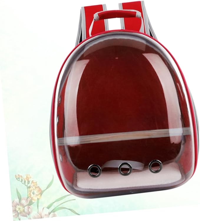 Portable Parrot Backpack Breathable Design and Wooden Bar for Outdoor Travel Pc Bird Carrier Red