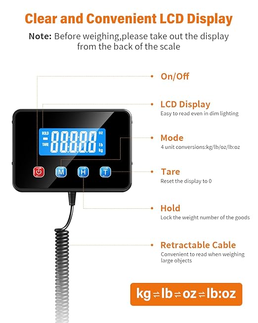 WESTHEY Shipping Scale 0.5oz-440lb High Accuracy Bascula Digital Weight Luggage Postal Scale for Packages Warehouse Home Small Business Pet Food Mail