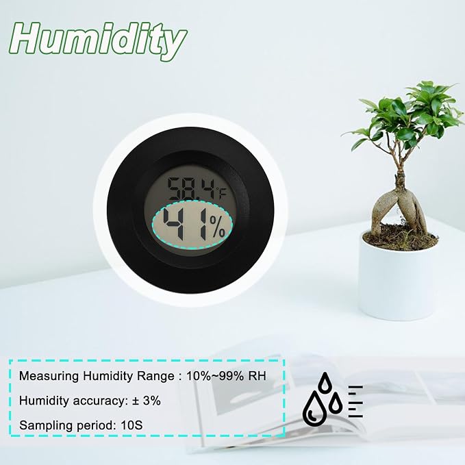 Serundo Auto Digital Hygrometer Thermometer Indoor/Outdoor Hygrometer 20PC | Mini Size,LCD,℉/℃ Conversion,Fast Response, Outdoor Thermometer with Humidity for Reptile Greenhouse Cellar 3D Printer
