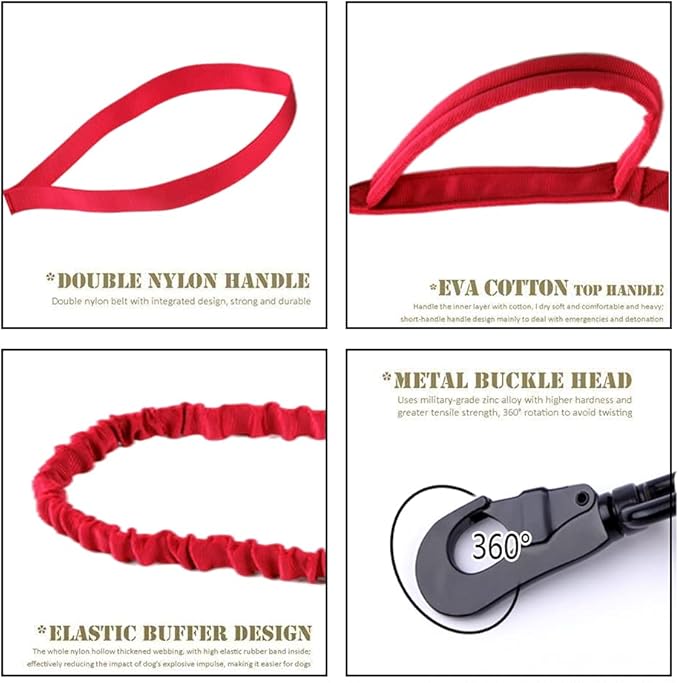Xqpetlihai Tactical Dog Collar and Leash Set Adjustable Military Nylon Dog Collar with Control Handle and Heavy Duty Metal Buckle for Large Dogs（Red XL