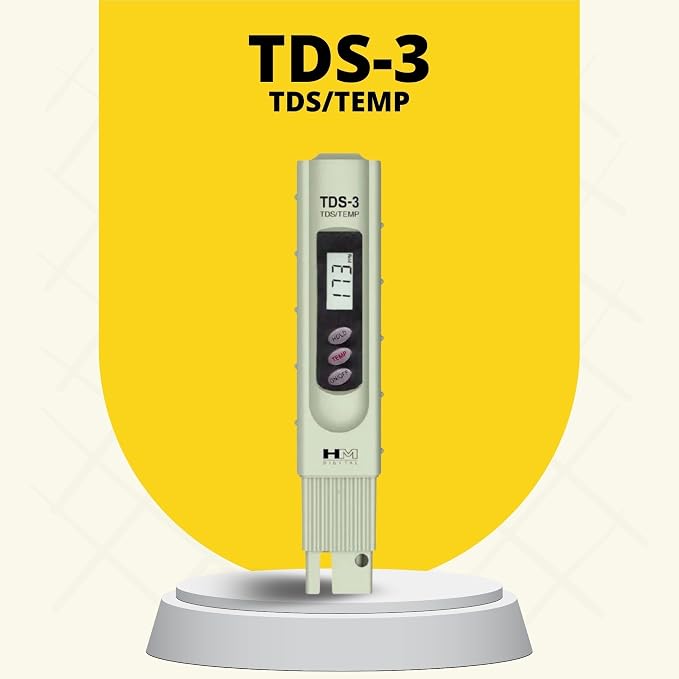 HM Digital TDS-3 Handheld TDS Meter With Carrying Case, 0 - 9990 ppm TDS Measurement Range, 1 ppm Resolution, +/- 2% Readout Accuracy