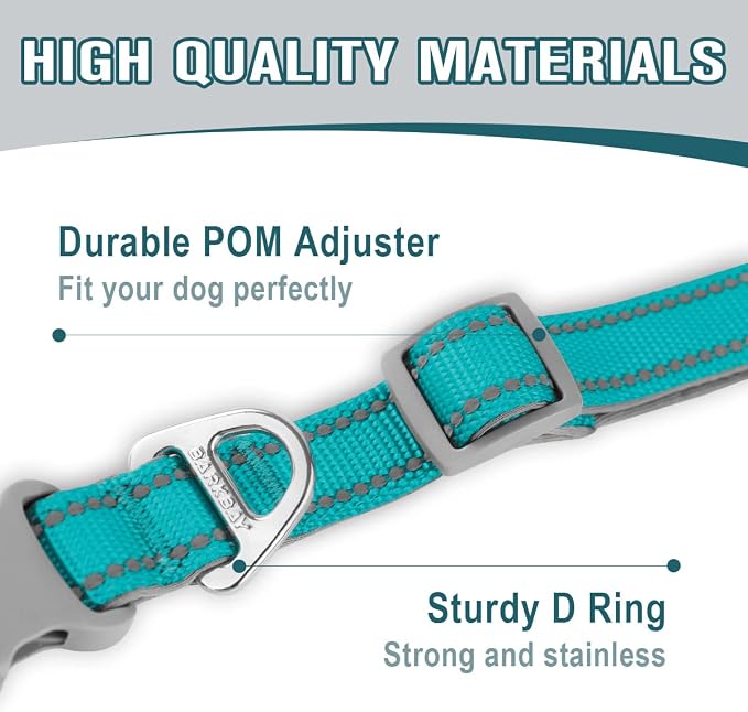 Dog Collar for Medium Small Large Dogs Reflective with Leash,Collar and Leash for Dogs,Soft Neoprene Padded 2 Pack(Ocean Blue,XS)