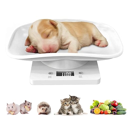 Goldmeet Pet Scale for Small Animals & Kitchen, Max 33lb Capacity with Tape Measure - Ideal for Newborn Kittens/Puppies Under 11 Inches