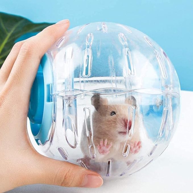 Flash Hamster Ball 15cm 6Inch Running Activity Exercise Toy Transparent for Small Animals Cage Accessories (L, Blue D)