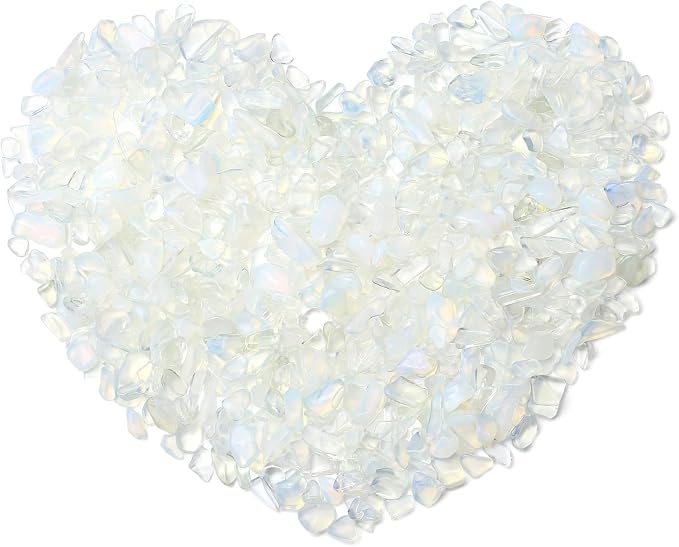 QINJIEJIE Opal Crystal Chips Natural Stone Gravel Bulk Crushed Rocks Pieces | 0.55Lbs Polished Quartz Stone Decorative Fish Tank Pebbles Vase Filler Irregular Shaped Tumbled Gemstone for Home