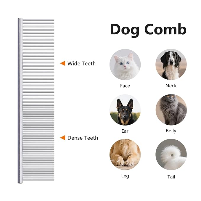 3PCS Slicker Brush for Dogs & Pet Comb,Professional Dog Grooming Brush (Goldendoodles,Poodles,Labradoodles) with Extra Long Pins to Effectively Remove Tangles, Knots,Mats Hair Collection Bottle (Blue)