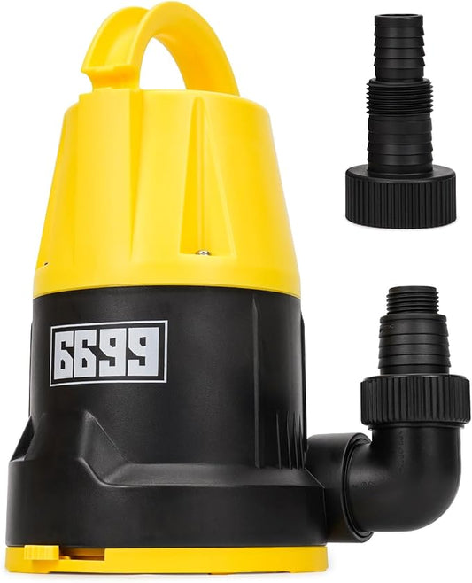 Submersible Sump Pump 1/2HP Portable Water Pump 2500GPH Drain Water for Pool Pond Hot Tub Flooded House High Flow/Low Water Level Mode Adjustable