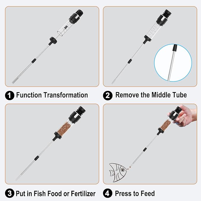 Carefree Fish Aquarium Siphon Upgraded Turkey Baster Fish Poops Collector Feeding Tube for Fish and Coral