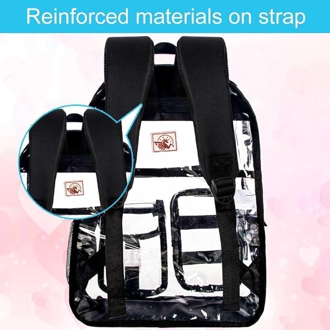 CCJPX 3Pcs Clear Backpack for Girls, School Transparent Bookbag, Heavy Duty See Through Backpacks for Teens Elementary