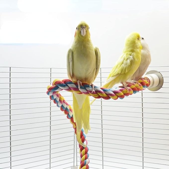 Bird Rope Perches, Colorful Cotton Parrot Toys Comfy Perch for Rope Bungee Bird Toy for Parakeets, Cockatiels, Conures, Lovebirds, Budgie (Small)