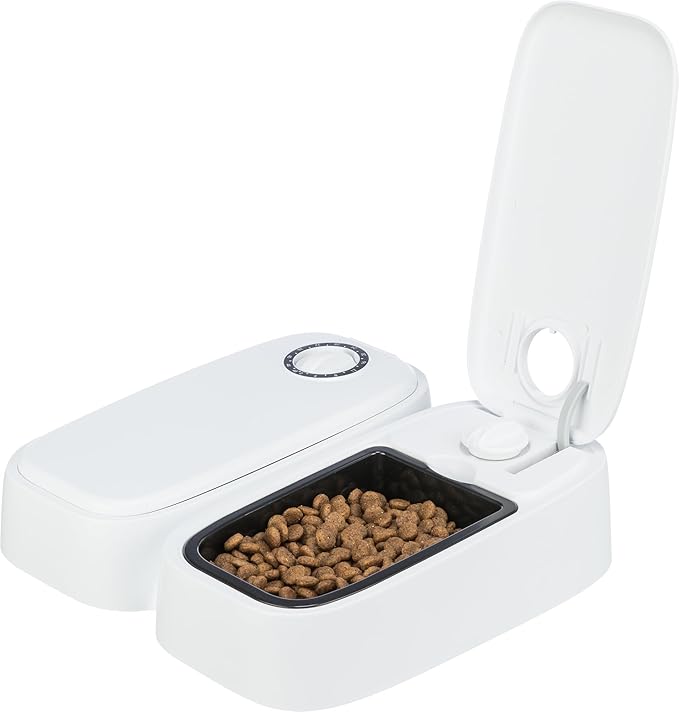 Trixie TX2 Automatic Food Dispenser, Two Food Bowls, Dual Timer, 48 Hour Timer, Battery Operated, White (Pack of 2)