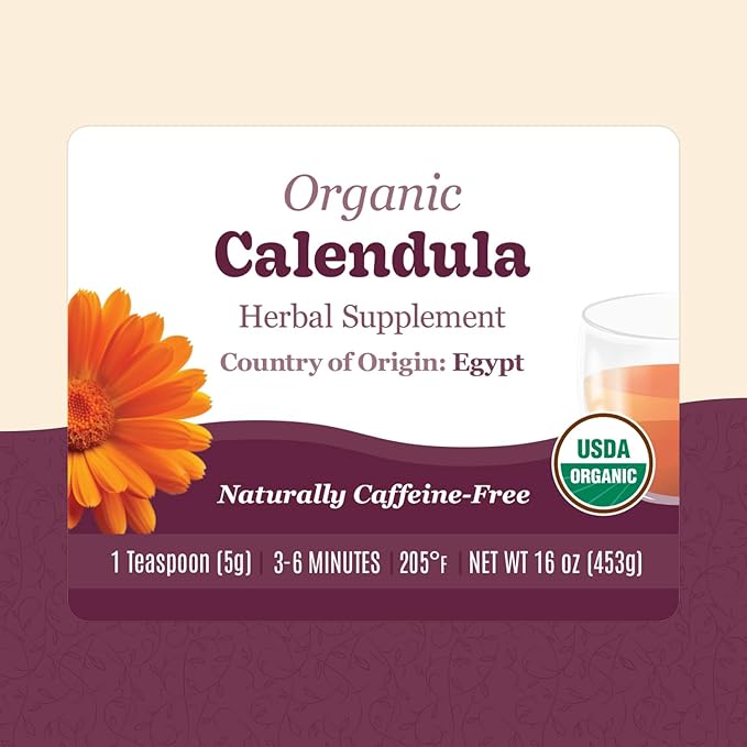Organic Positively Botanicals Company, Calendula, Herbal Tea Loose Leaf Botanical, 16 Ounce