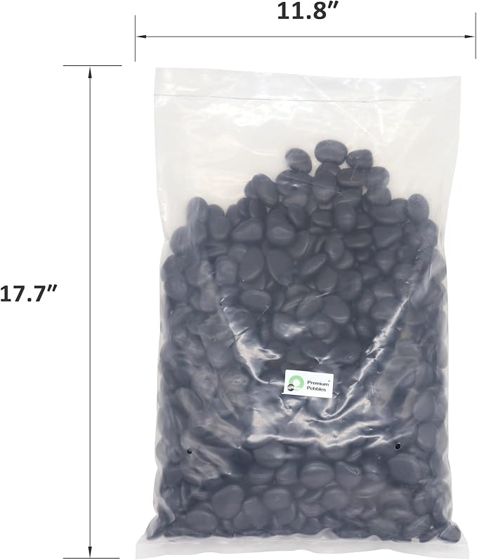 Black Polished Rocks for Plants, Decorative Pebbles, 0.5-1 Inch, 18 lbs