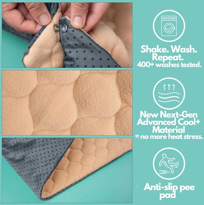 Hopp'd™ HutchLiner 2.0 Premium Guinea Pig Cage Liner Washable Fleece Bedding for Rabbits & Guinea Pigs | Waterproof, Odor Control, Cooling Mat, Anti-Slip Bunny Mat & Pee Pad | C&C Cages (2x4)