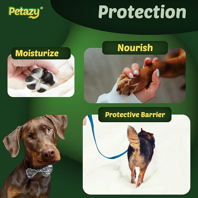 Petazy Dog Paw Balm – Frost Guard Formula for Snow, Ice & Winter Paw Protection | Lick-Safe, Natural Barrier with Beeswax, Coconut Oil & Vitamin E | Paw & Nose Balm for Dogs & Cats, 2.1 oz