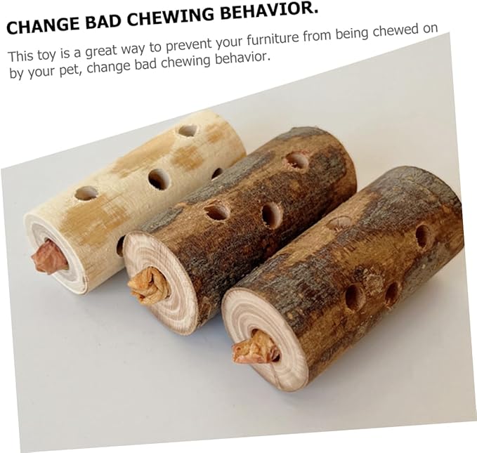 ibasenice 2pcs Handmade Pet Chew Toys Apple Wood Nibbling Stick for Hamster Guinea Bunny Parrot Safe