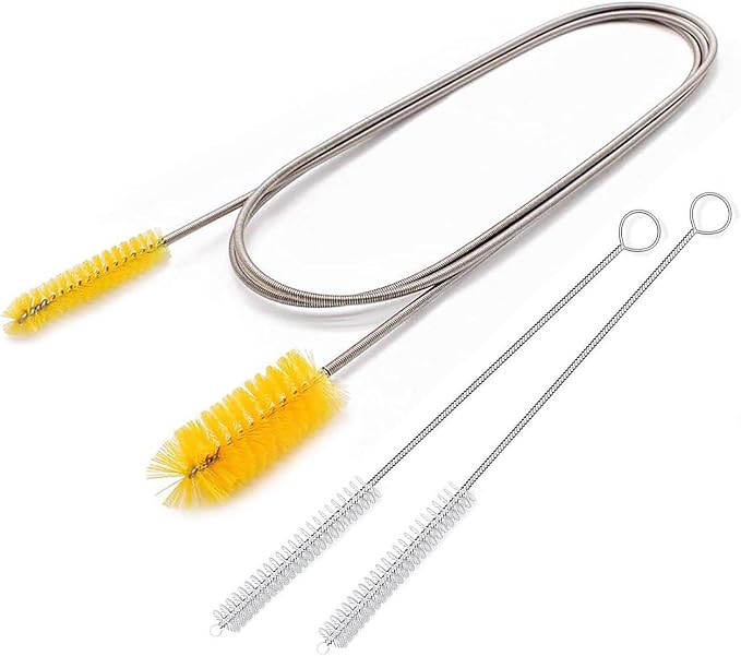 67" Flexible Drain Brush Set, Double Ended Long Hose Pipe Cleaner with 2 Pcs 8.2" Straw Cleaning Brushes, Nylon Tube Cleaner Tool for Refrigerator Defrost, Aquarium Filter, Sink Drain