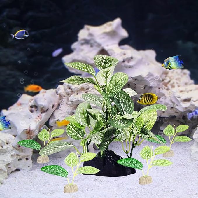 5PCS Artificial Fish Tank Plants Silk Aquarium Plant Silk Plants for Betta Fish Small Betta Fish Tank Grass Aquatic Decorations