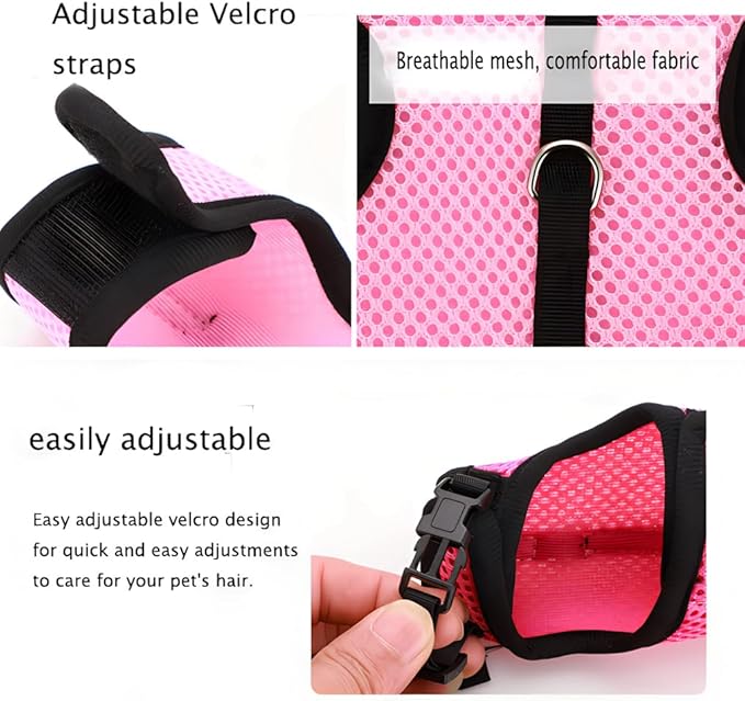 Ferret Harness,Guinea Pig Harness and Leash Set, Small Bunny Harness Vest Mesh Eescape Proof Walking Training for Young Rabbit Rat Hamster Squirrel Small Animal Pets Harness,Hot Pink M