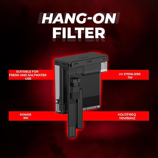 Aquatop Hang-On Canister Filter - Advanced 5 Stage Filtration System - Built-in 7W - Easy, Drop-in Media Tray - HC300-UV