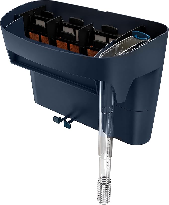 OASE BioStyle Thermo Power Filter with Built-in Heater for Aquariums up to 50 gallons, Multi-Stage Filtration, Easy Maintenance, Quiet Hang on Back Filter, Navy Blue